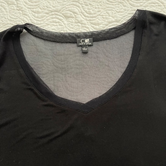 Cable and Gauge V-Neck Short Cap Sleeve Asymmetrical Black Tee Size Large - Picture 7 of 16